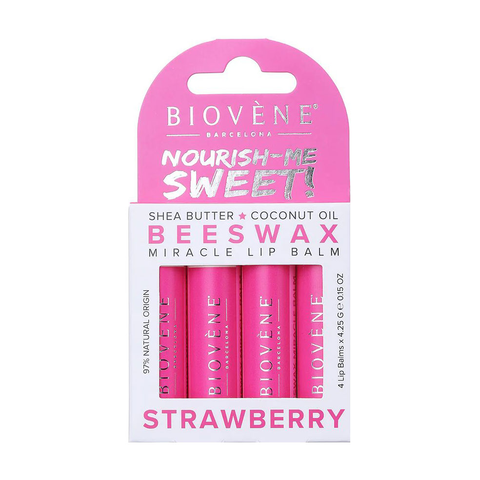 Набір бальзамів для губ Biovene Beeswax Strawberry Miracle Lip Balm, 4*4.25 г